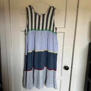 THML sleeveless multicolor striped dress with tiered detail